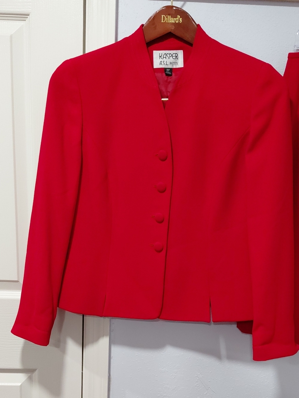 Kasper Women's Bright Red Buttoned Tailored Blazer